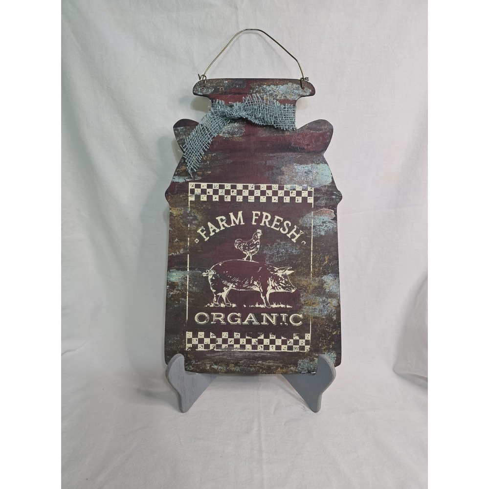 Rustic Farmhouse Milk Jug Wall Decor Farm‎ Fresh Organic Pig Rooster Sign